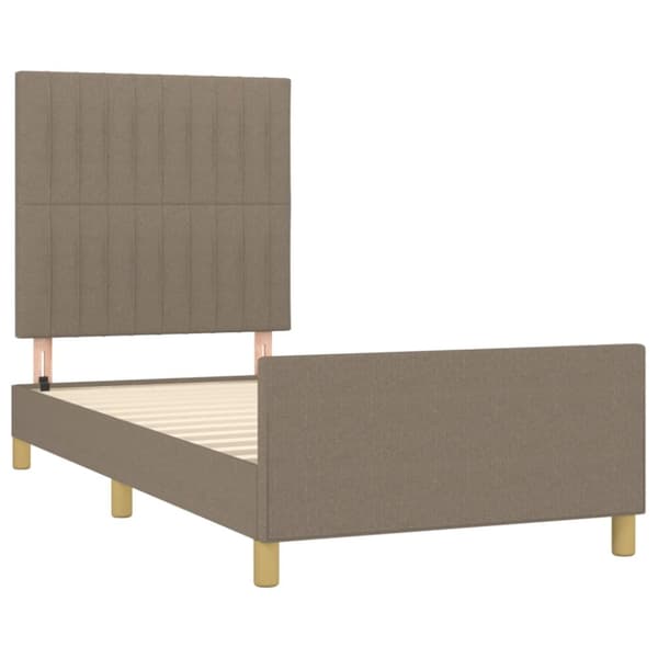 sengeramme med sengegavl 100x200 cm stof gråbrun