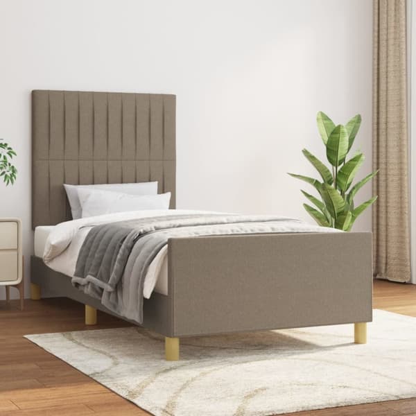 sengeramme med sengegavl 100x200 cm stof gråbrun