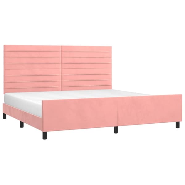 sengeramme med sengegavl 200x200 cm fløjl pink
