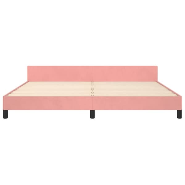 sengeramme med sengegavl 200x200 cm fløjl pink