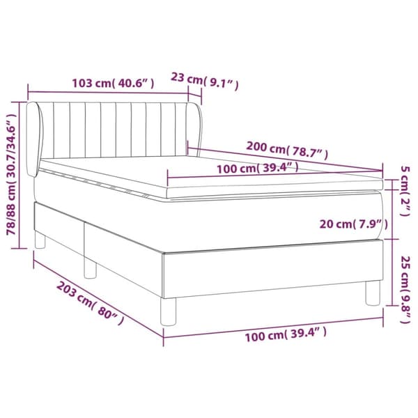 kontinentalseng med madras 100x200 cm stof cremefarvet