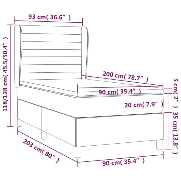 kontinentalseng med madras 90x200 cm stof cremefarvet