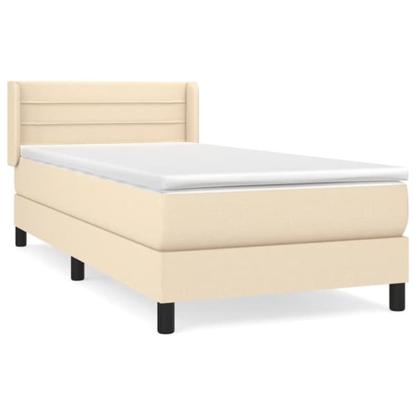 kontinentalseng med madras 90x190 cm stof cremefarvet