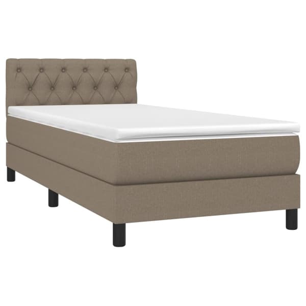 Ramsäng med madrass & LED taupe 80x200 cm tyg