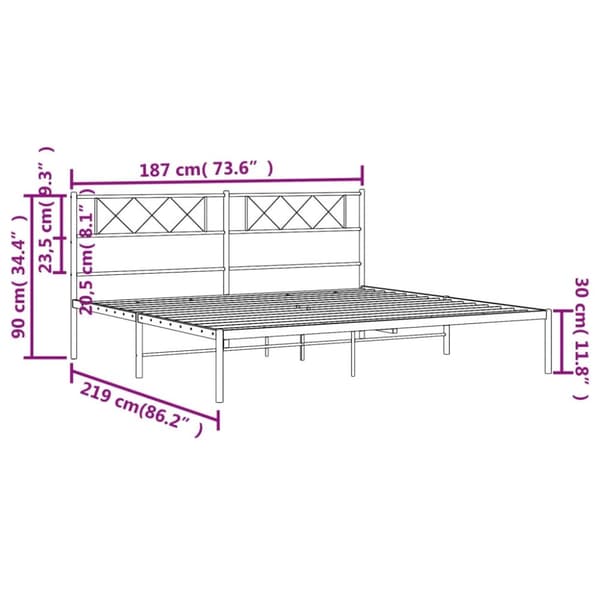 sengeramme med sengegavl 183x213 cm metal sort