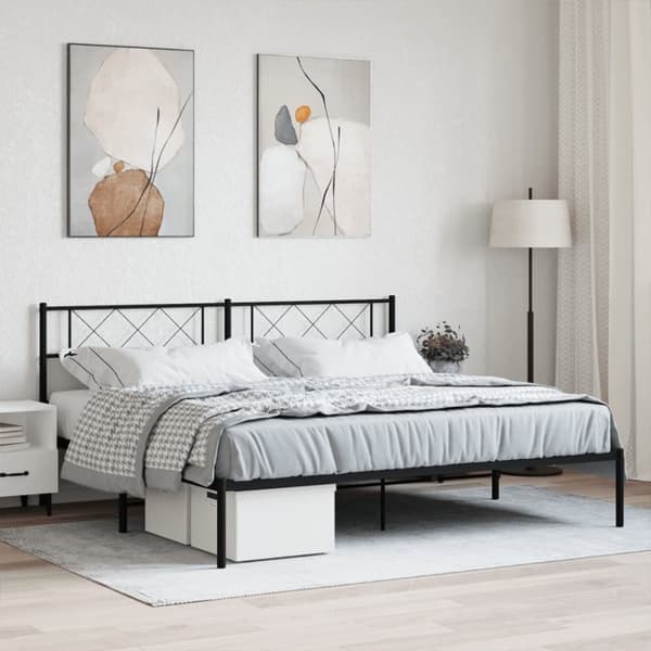 sengeramme med sengegavl 183x213 cm metal sort