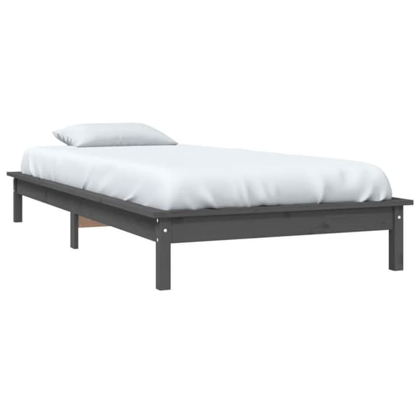 sengeramme 90x190 cm Single massivt fyrretræ grå