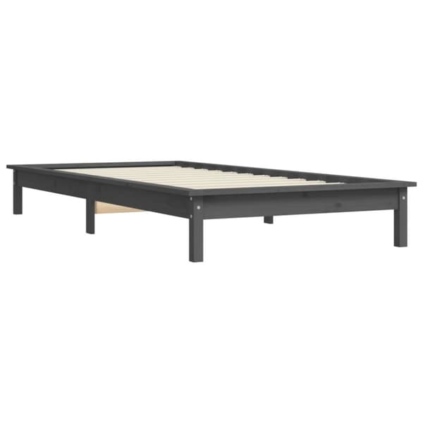 sengeramme 90x190 cm Single massivt fyrretræ grå