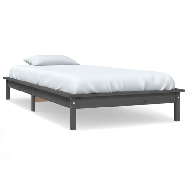 sengeramme 90x190 cm Single massivt fyrretræ grå