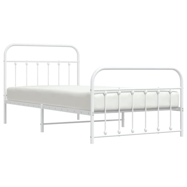 sengeramme med sengegavl og fodgærde 100x200 cm metal hvid
