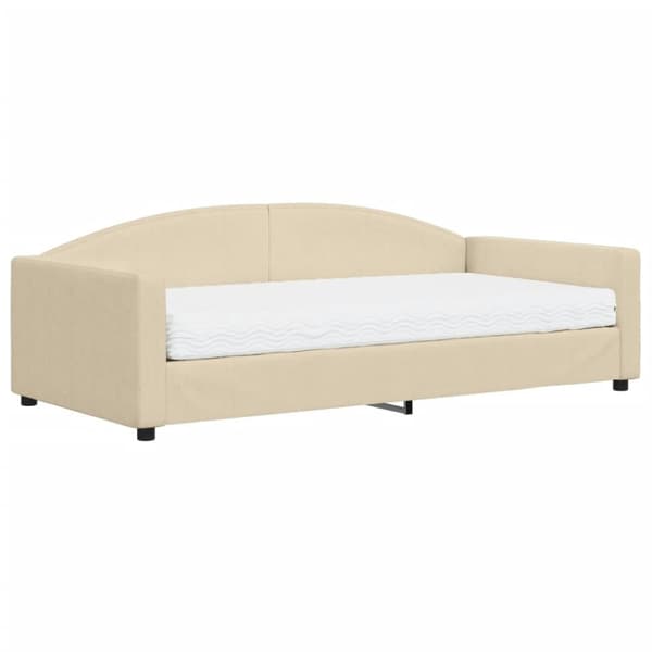 daybed med madras 100x200 cm stof cremefarvet