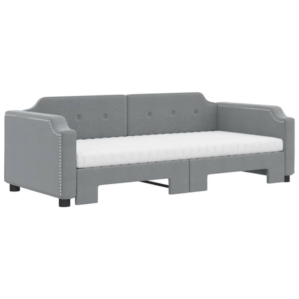 daybed med udtræk og madras 100x200 cm stof lysegrå
