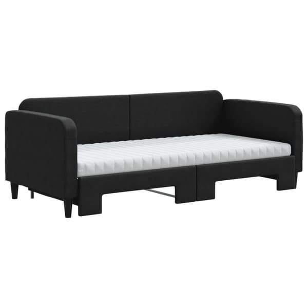 Dagbädd med extrabädd och madrasser svart 90x190 cm tyg