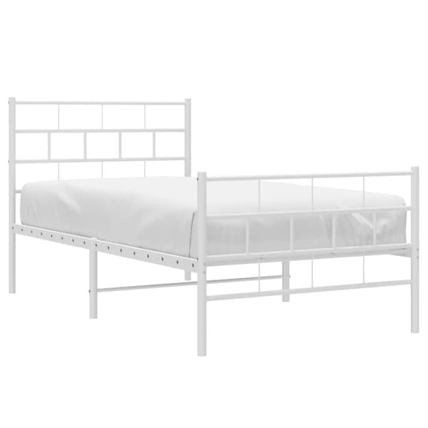 sengeramme med sengegavl og fodgærde 107x203 cm metal hvid