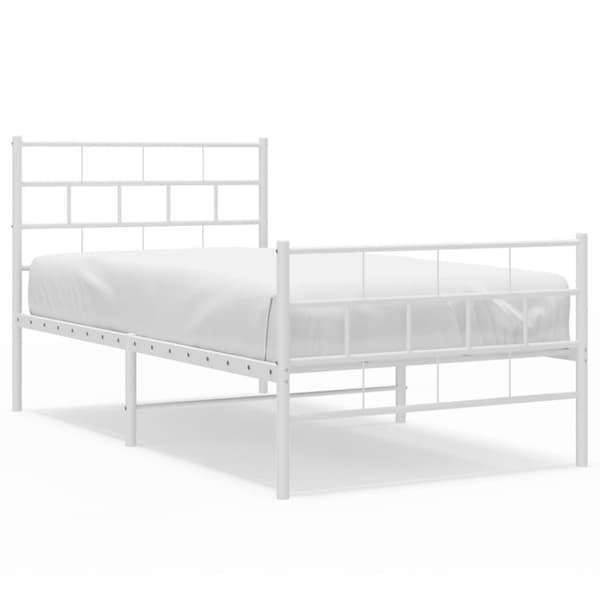 sengeramme med sengegavl og fodgærde 107x203 cm metal hvid