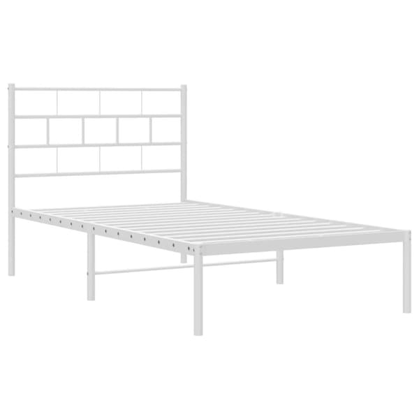Sängram med huvudgavel metall vit 100x200 cm