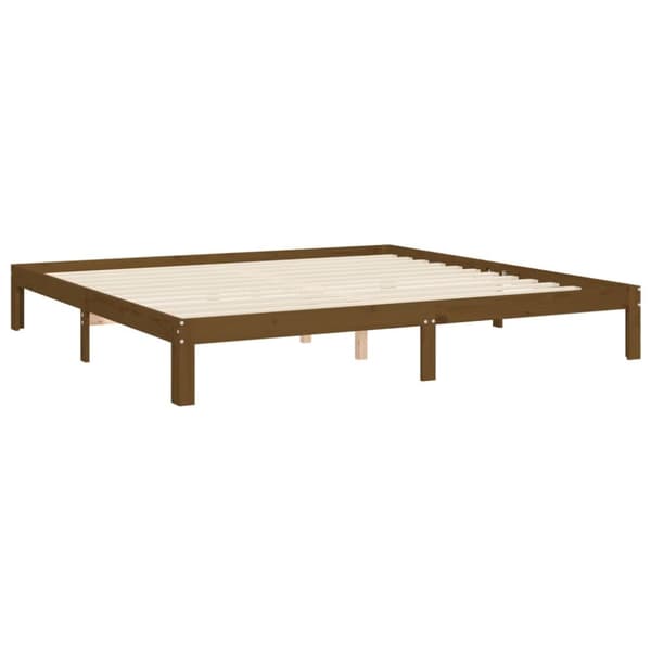 Sängynrunko päädyllä hunajanruskea 200x200 cm täysi puu