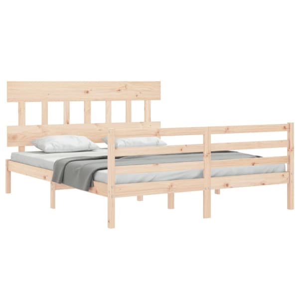 sengeramme med sengegavl kingsize massivt træ