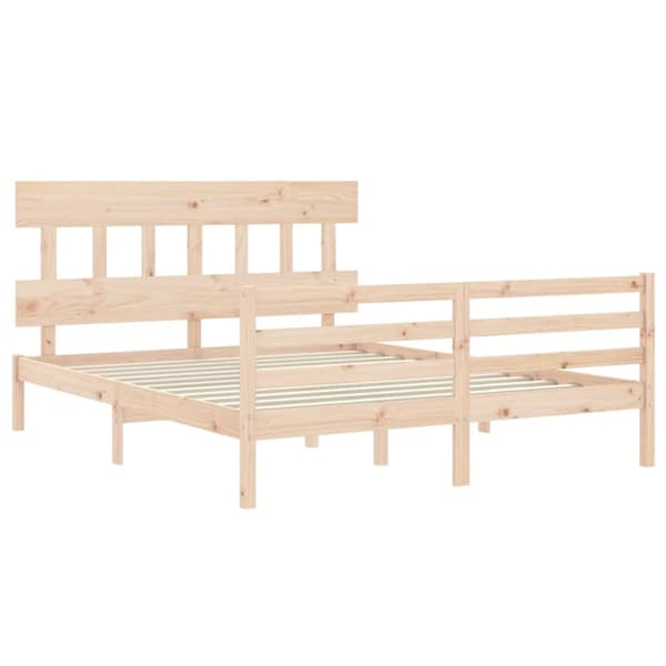 sengeramme med sengegavl kingsize massivt træ