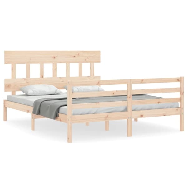 sengeramme med sengegavl kingsize massivt træ