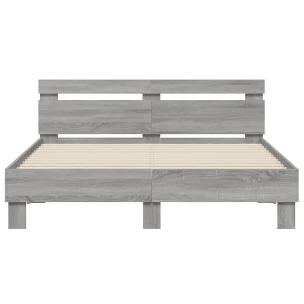 sengeramme med sengegavl 140x190 cm konstrueret træ grå sonoma