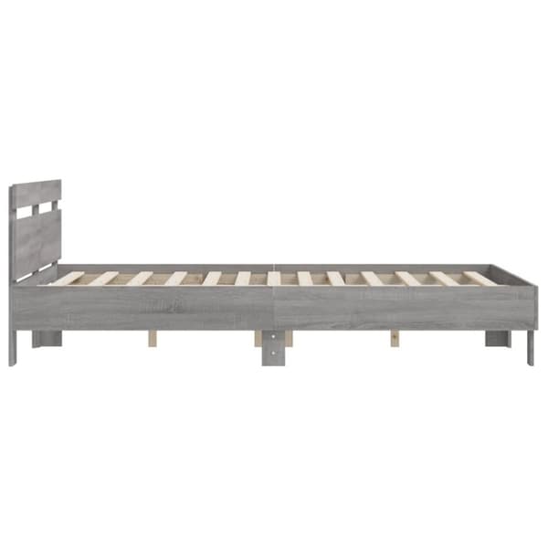 sengeramme med sengegavl 140x190 cm konstrueret træ grå sonoma