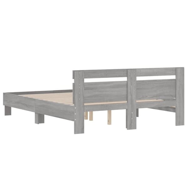 sengeramme med sengegavl 140x190 cm konstrueret træ grå sonoma