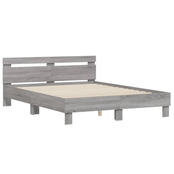 sengeramme med sengegavl 140x190 cm konstrueret træ grå sonoma
