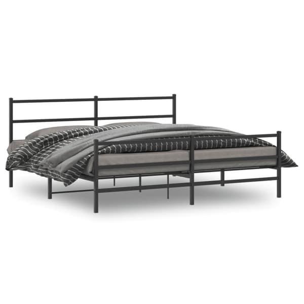 sengeramme med sengegavl og fodgærde 183x213 cm metal sort
