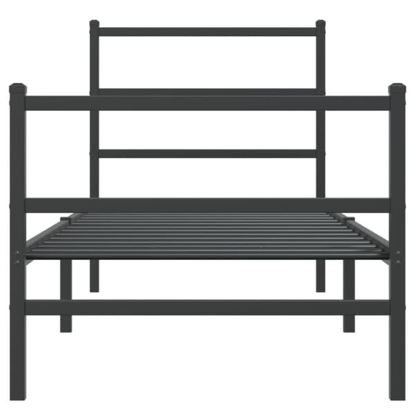 Metallinen sängynrunko päädyillä musta 80x200 cm