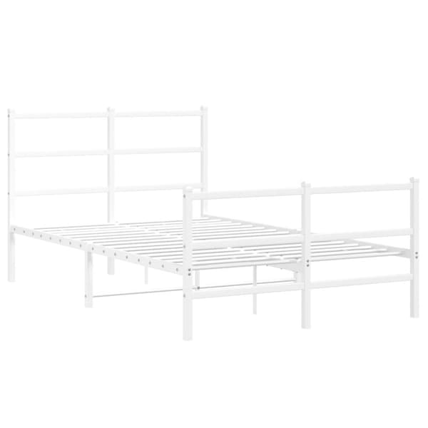 sengeramme med sengegavl og fodgærde 120x200 cm metal hvid