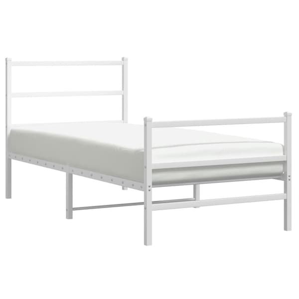 Sängram med huvudgavel och fotgavel vit metall 90x190 cm