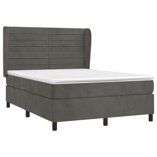 Ramsäng med madrass mörkgrå 140x190 cm sammet