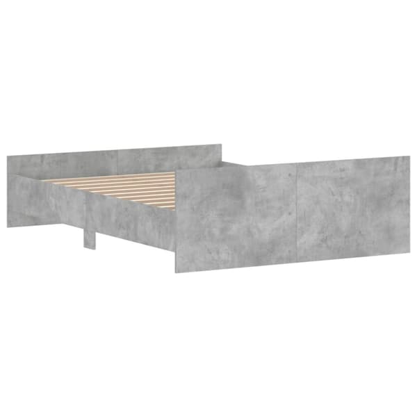 sengeramme med sengegavl og fodgærde 135x190 cm betongrå