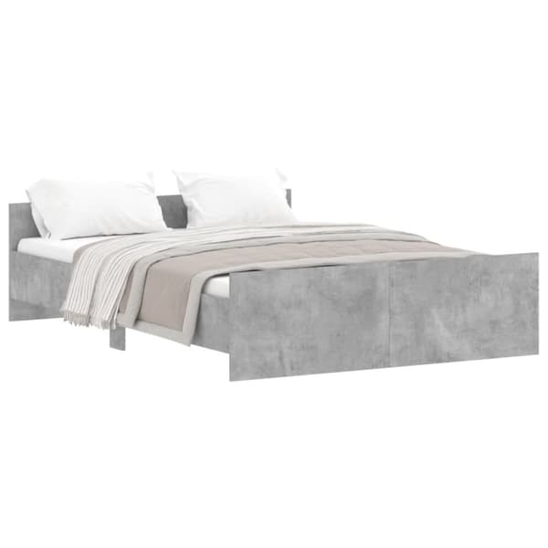 sengeramme med sengegavl og fodgærde 135x190 cm betongrå