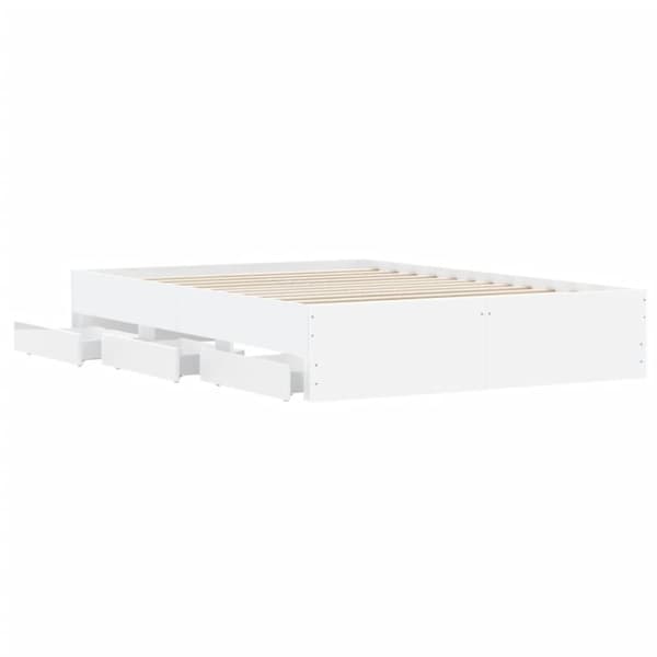 Sängram med lådor vit 120x190 cm konstruerat trä