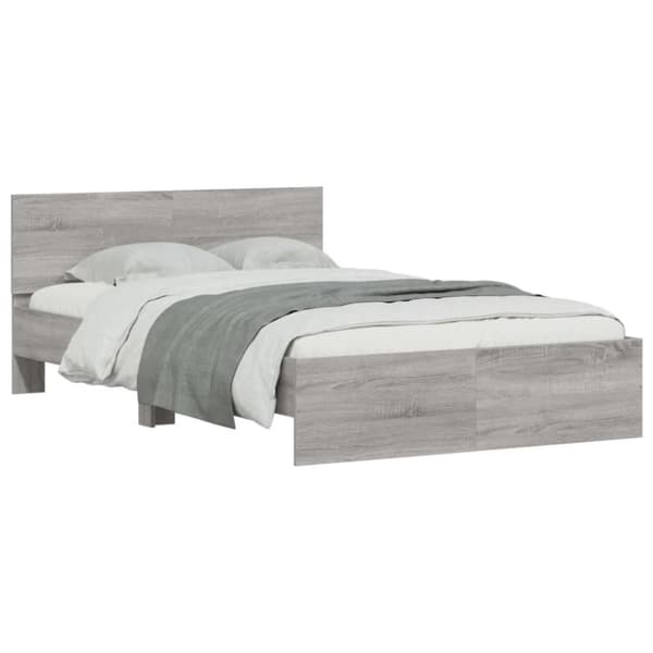 sengeramme med sengegavl 120x190 cm grå sonoma-eg