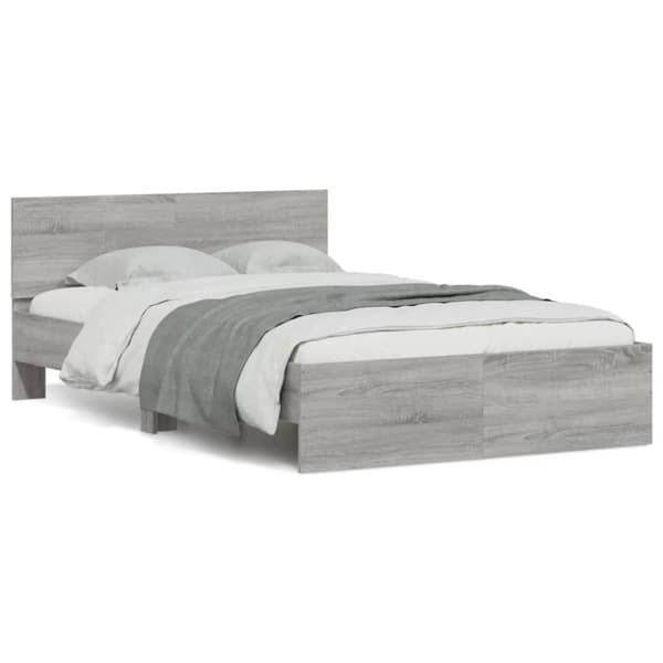 sengeramme med sengegavl 120x190 cm grå sonoma-eg