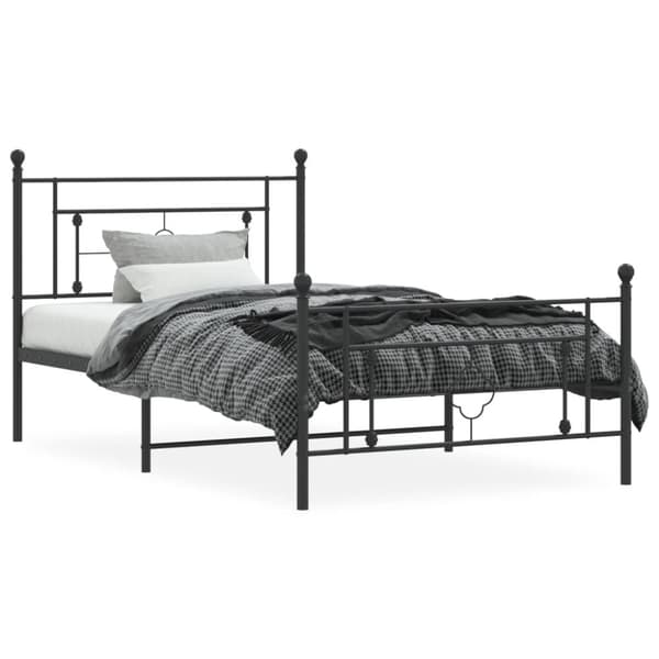 sengeramme med sengegavl og fodgærde 107x203 cm metal sort