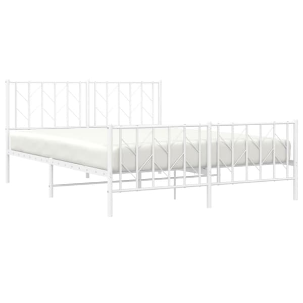 sengeramme med sengegavl og fodgærde 150x200 cm metal hvid