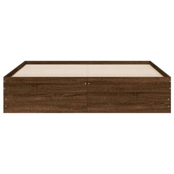sengeramme med skuffer 140x190 cm konstrueret træ brunt egetræ