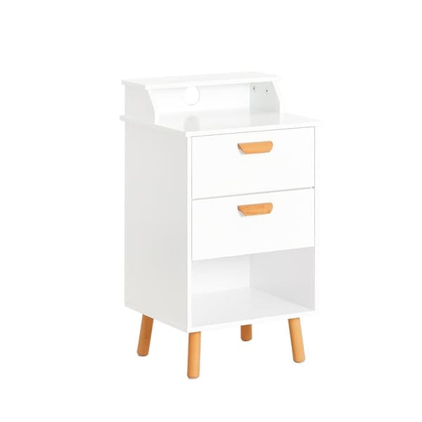 SoBuy Natbord med 2 skuffer Sofabord Sidebord Sengebord FBT125-W