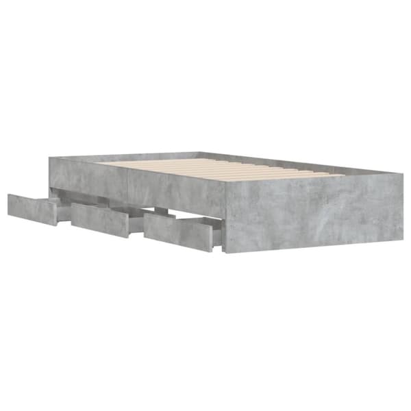 Sängynrunko laatikoilla betoninharmaa 90x200 cm tekninen puu