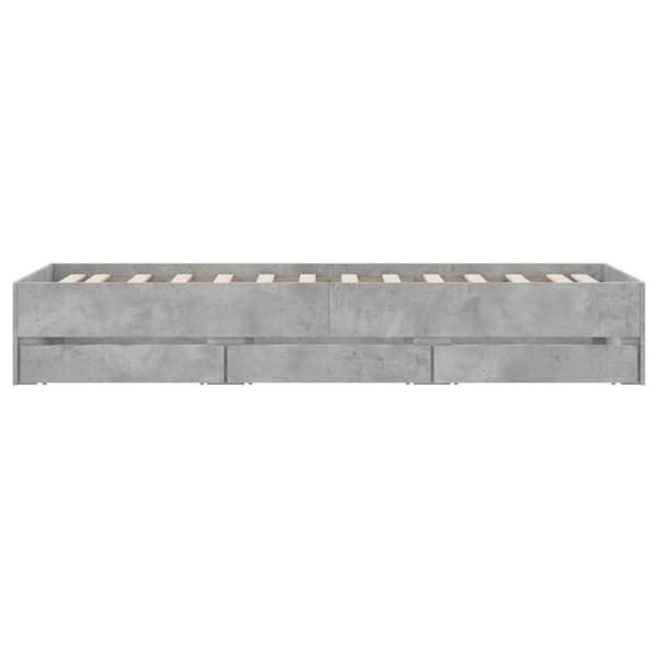 Sängynrunko laatikoilla betoninharmaa 90x200 cm tekninen puu
