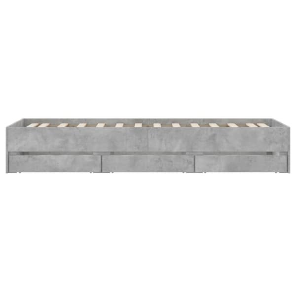 Sängynrunko laatikoilla betoninharmaa 90x190 cm tekninen puu