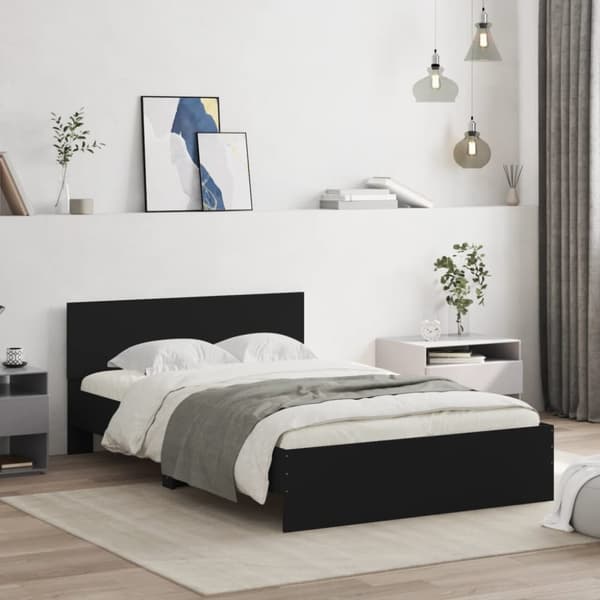 sengeramme med sengegavl 135x190 cm sort