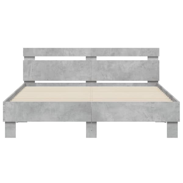 sengeramme med sengegavl 150x200 cm konstrueret træ betongrå