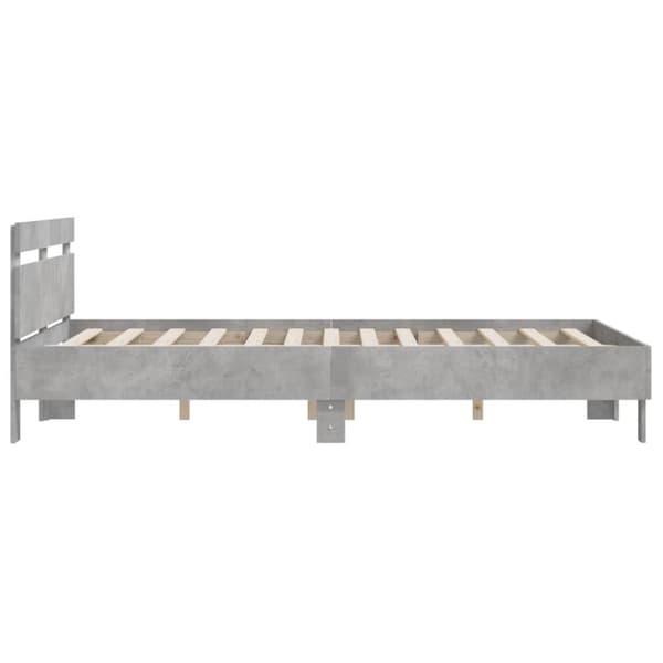 sengeramme med sengegavl 150x200 cm konstrueret træ betongrå