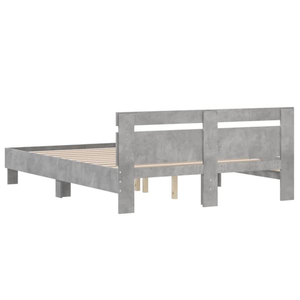 sengeramme med sengegavl 150x200 cm konstrueret træ betongrå