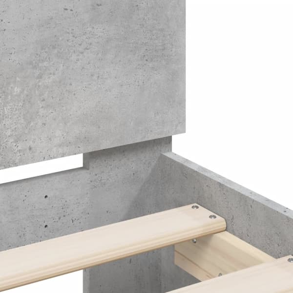 sengeramme med sengegavl 150x200 cm konstrueret træ betongrå